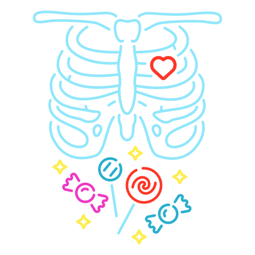 Skeleton with candies PNG Design