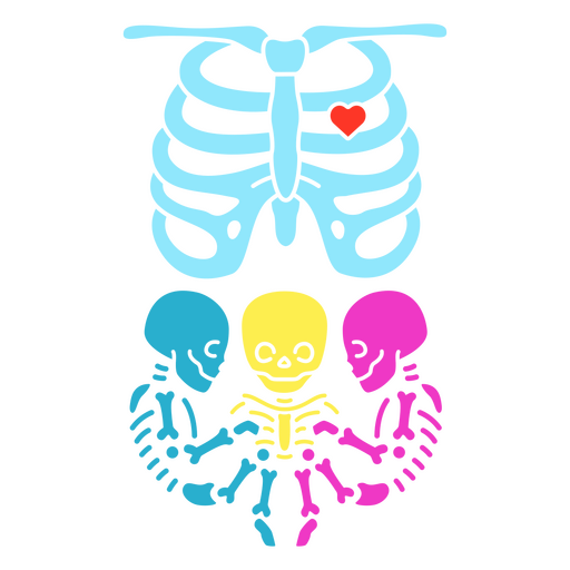 Three skeletons hugging PNG Design
