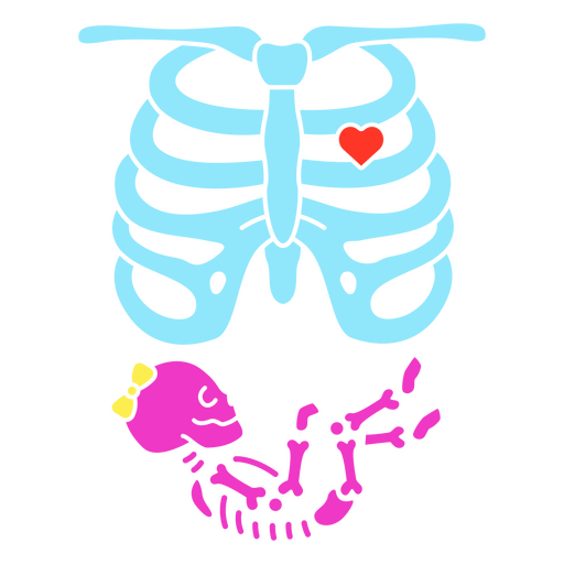 Esqueleto de bebé con un lazo amarillo Diseño PNG