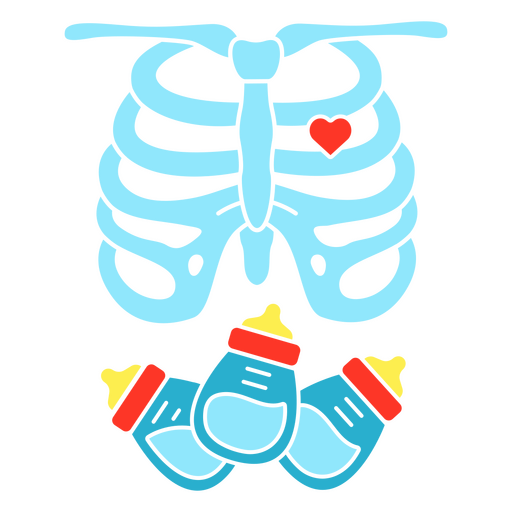 Skeleton with baby bottles PNG Design