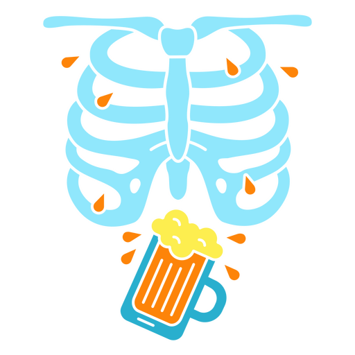Un esqueleto celebrando con cerveza Diseño PNG