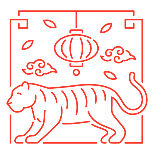 El signo oriental del tigre. Diseño PNG