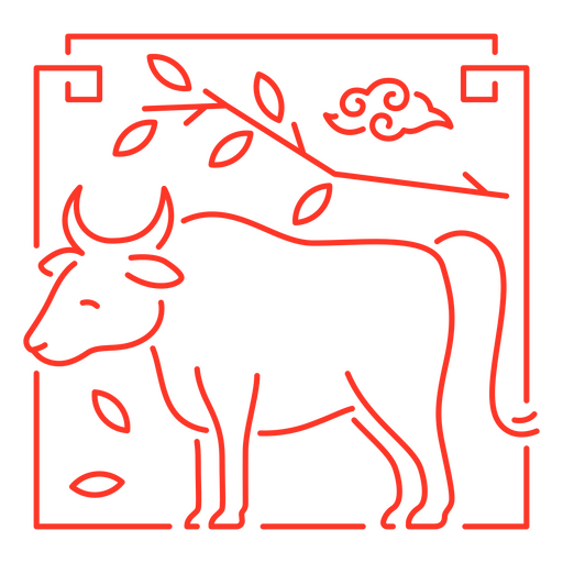 El signo oriental del buey. Diseño PNG
