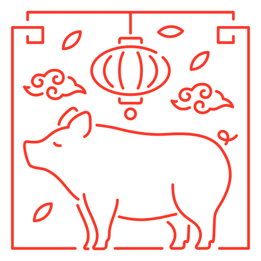 El signo oriental del cerdo. Diseño PNG
