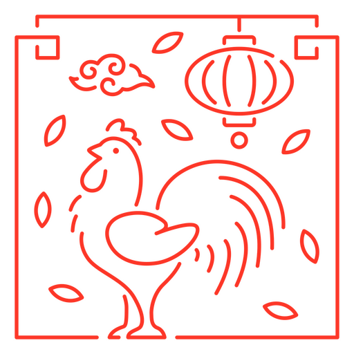 El signo oriental del gallo. Diseño PNG
