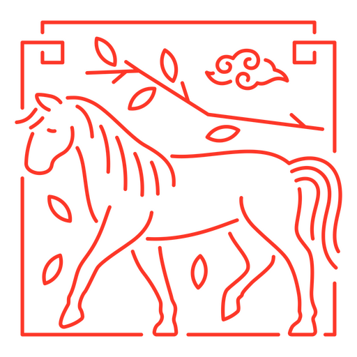 El signo oriental del caballo. Diseño PNG