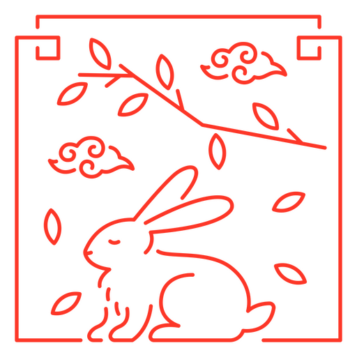 El signo oriental del conejo. Diseño PNG