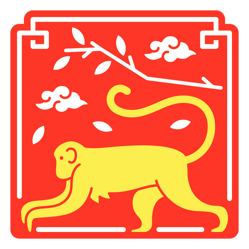 El signo zodiacal oriental del mono. Diseño PNG