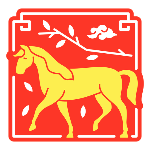 El signo zodiacal oriental del caballo. Diseño PNG