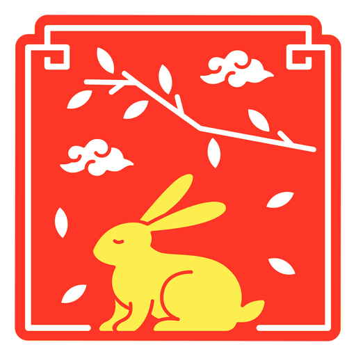 El signo zodiacal oriental del conejo. Diseño PNG