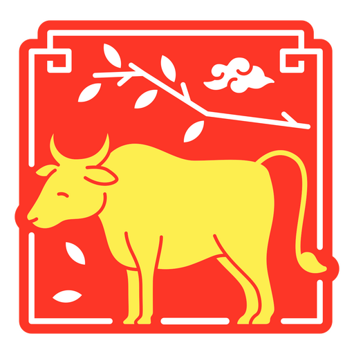 El signo zodiacal oriental del buey. Diseño PNG