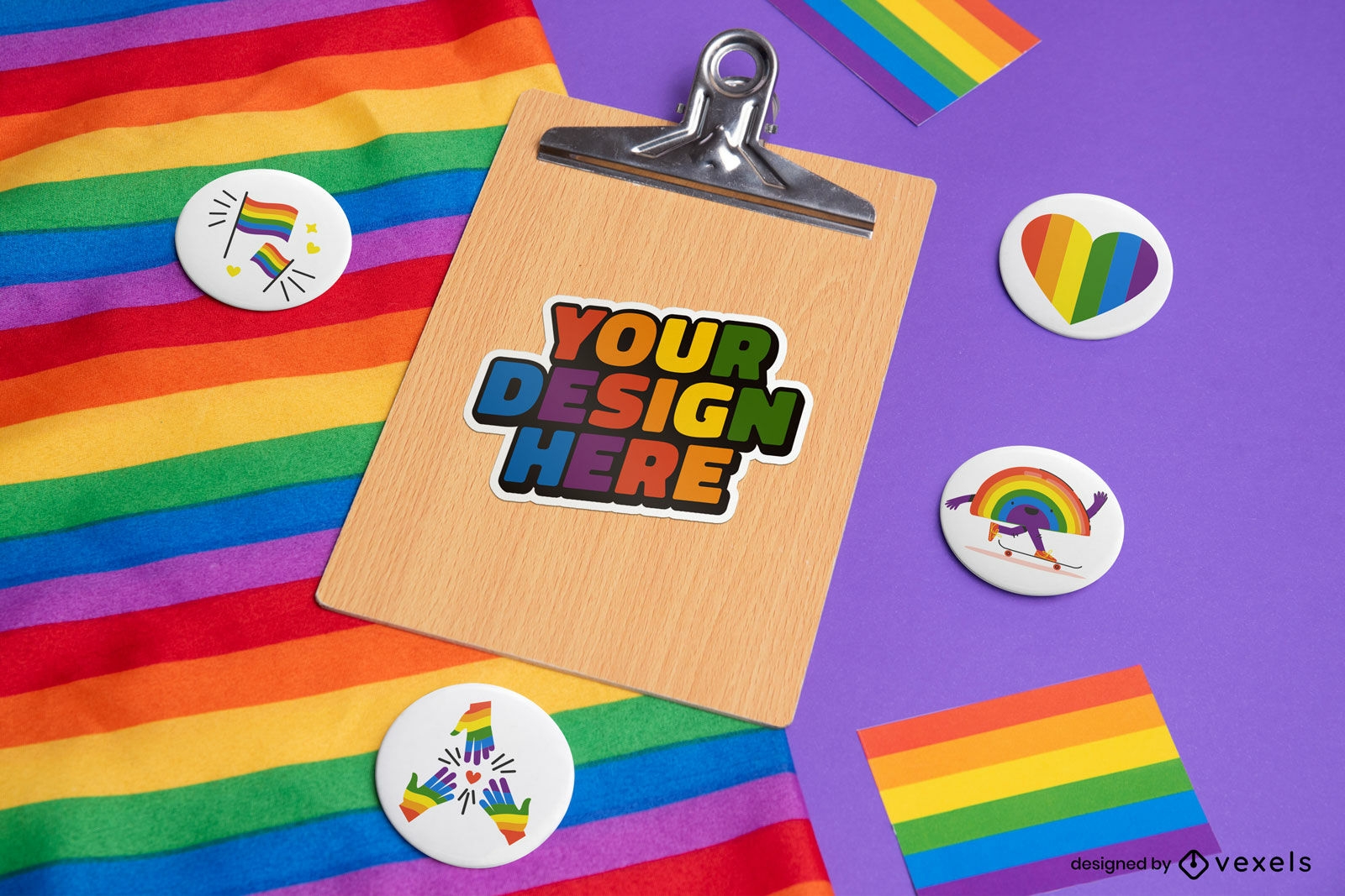 Pride flag clipboard mockup design