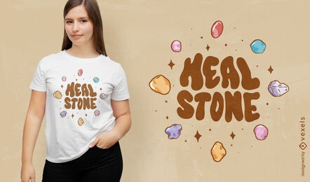 T-Shirt-Design mit heilenden Kristallen und Steinen