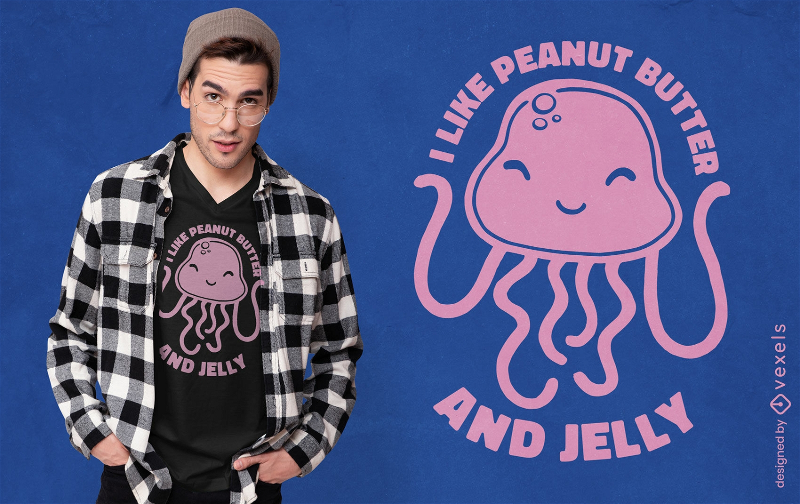 Lindo diseño de camiseta de dibujos animados de medusas de mantequilla de maní