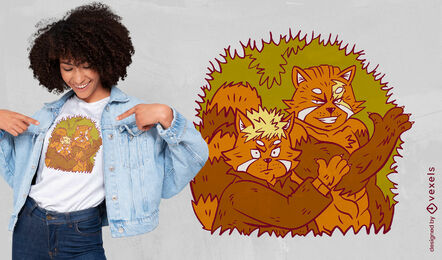 Red panda animals cartoon t-shirt design