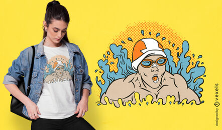 Pop-Art-Vintage-Schwimmer-T-Shirt-Design
