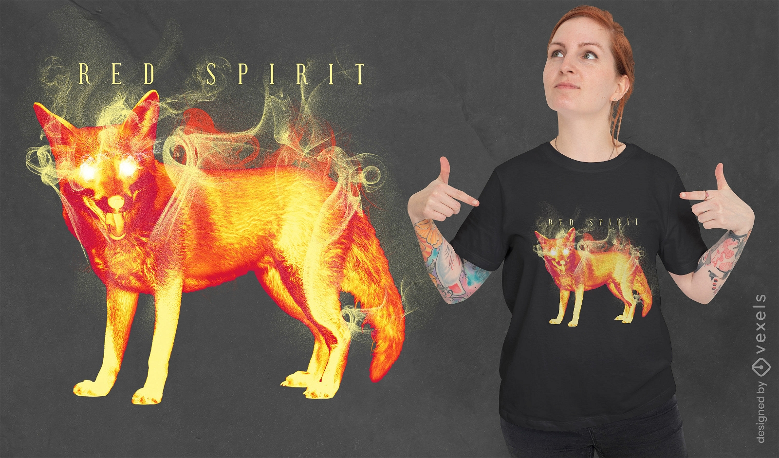 Fox animal spirit on fire t-shirt design