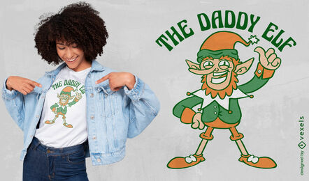 Design de camiseta de personagem papai elfo