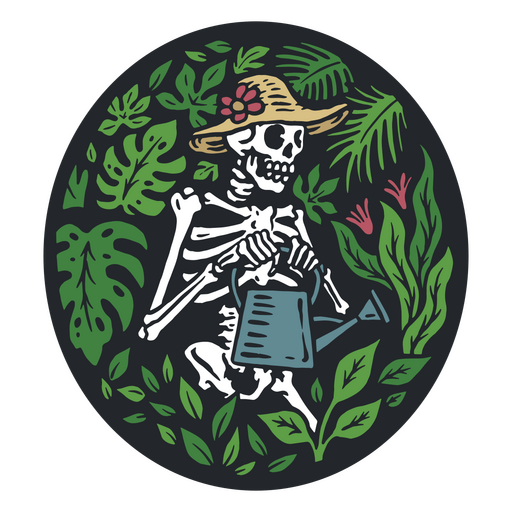 Esqueleto jardinero naturaleza