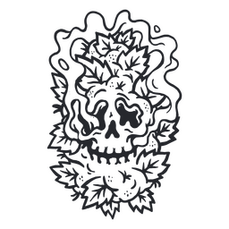 Cráneo escondido detrás de las plantas Diseño PNG