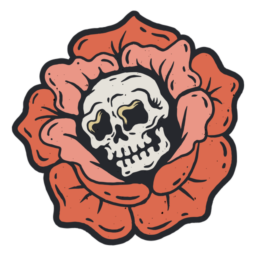 Skull inside a flower PNG Design