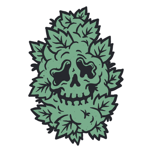 Skull hidden behind a plant PNG Design