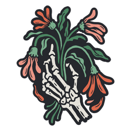 Schädelhand, die Todesblumen hält PNG-Design
