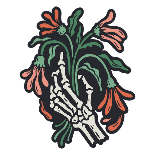 Sch?delhand, die Todesblumen h?lt PNG-Design