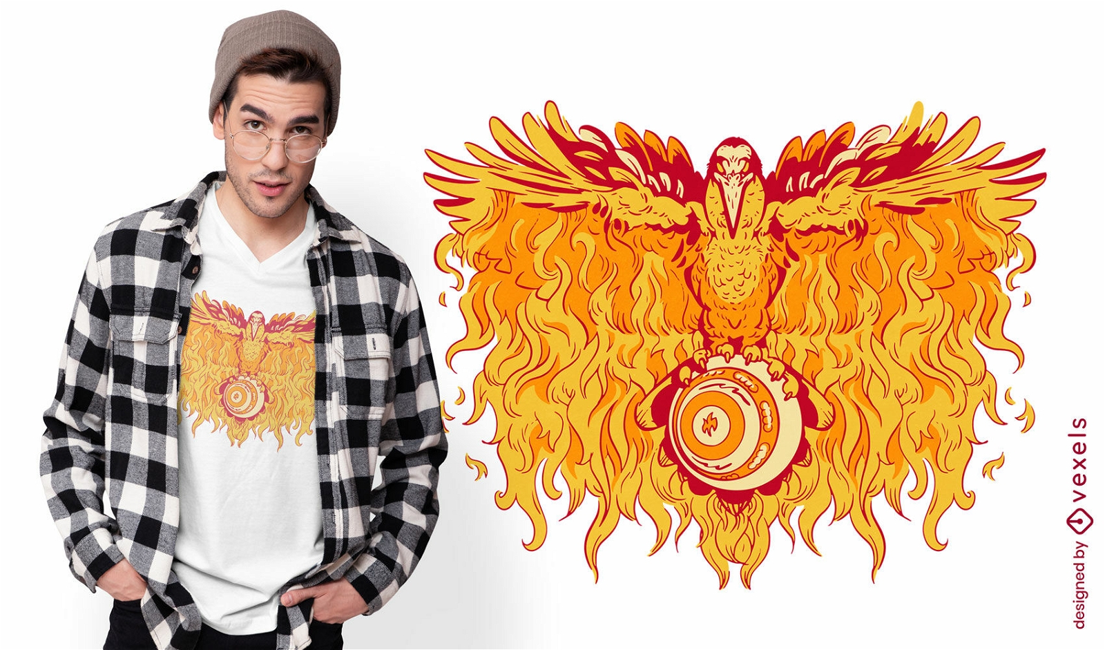 Diseño de camiseta Phoenix en llamas