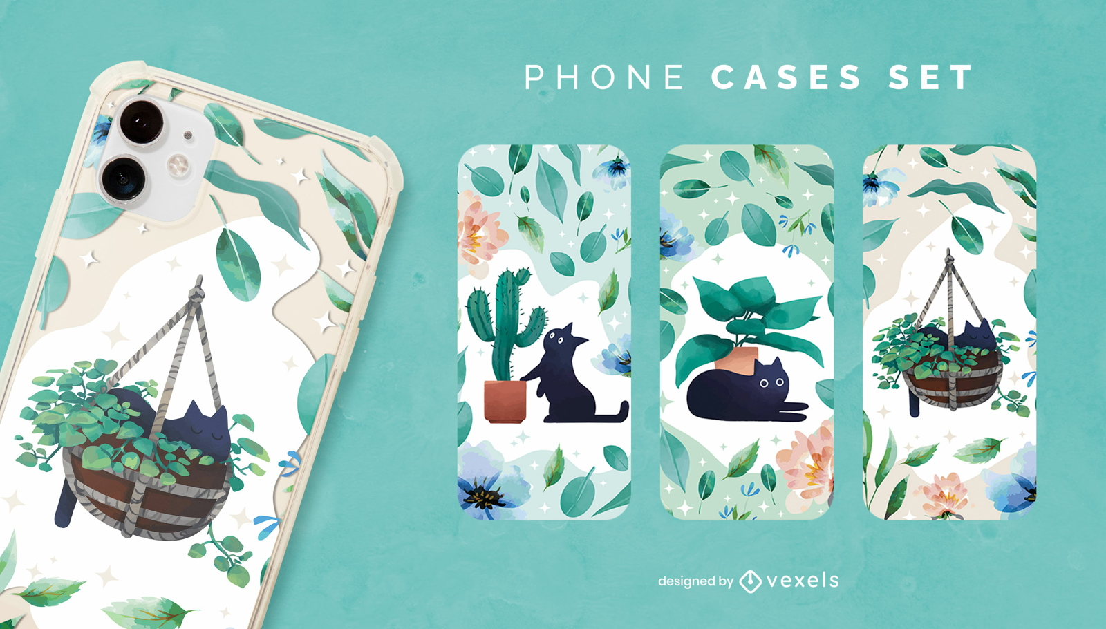 Set de fundas para m?vil gatos y plantas