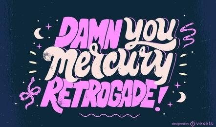 Diseño de letras de brujas retrógradas de mercurio