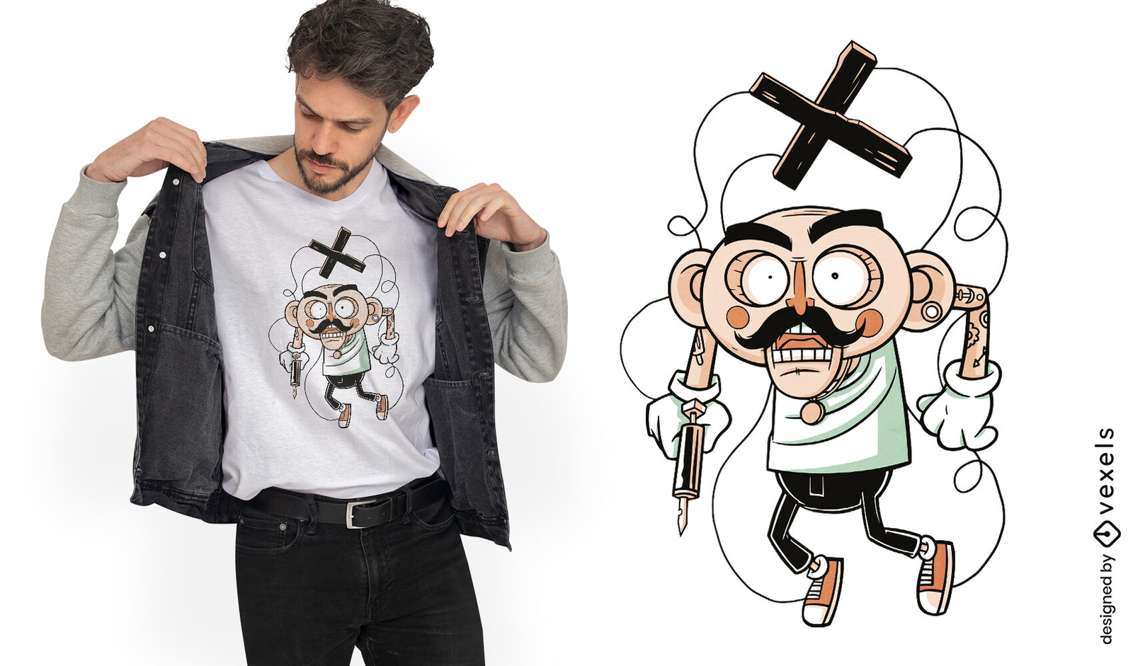 Marioneta con diseño de camiseta de máquina de tatuaje