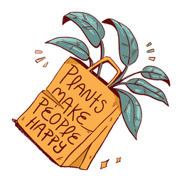 A lush green houseplant in a paper bag PNG Design