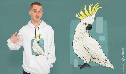 Diseño de camiseta de pájaro exótico cacatúa.