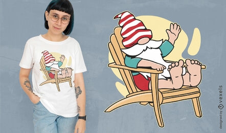 Garden gnome in lounge chair t-shirt design