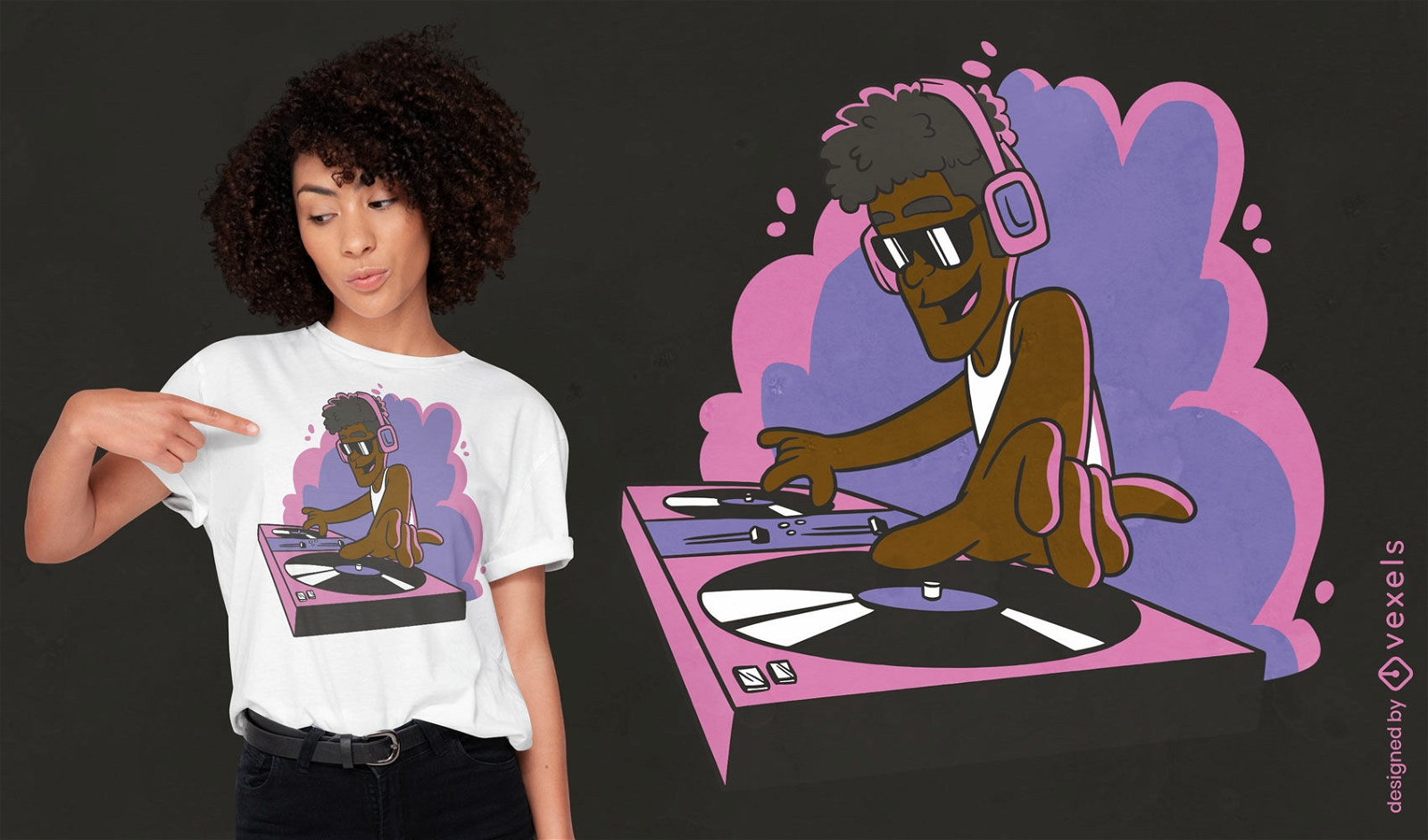 Party-DJ-Cartoon im Club-T-Shirt-Design