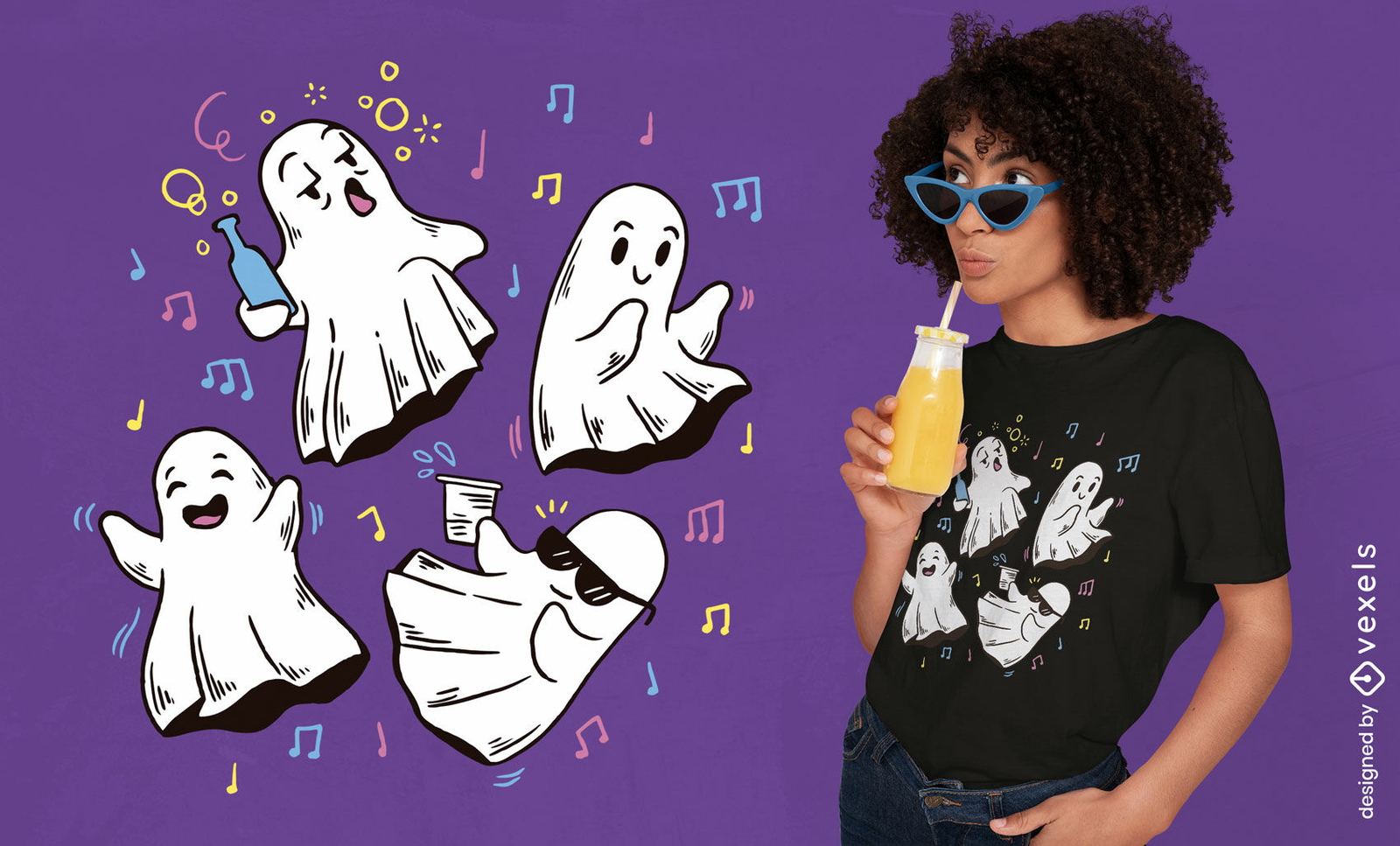 Fantasmas bêbados em design de camiseta de festa