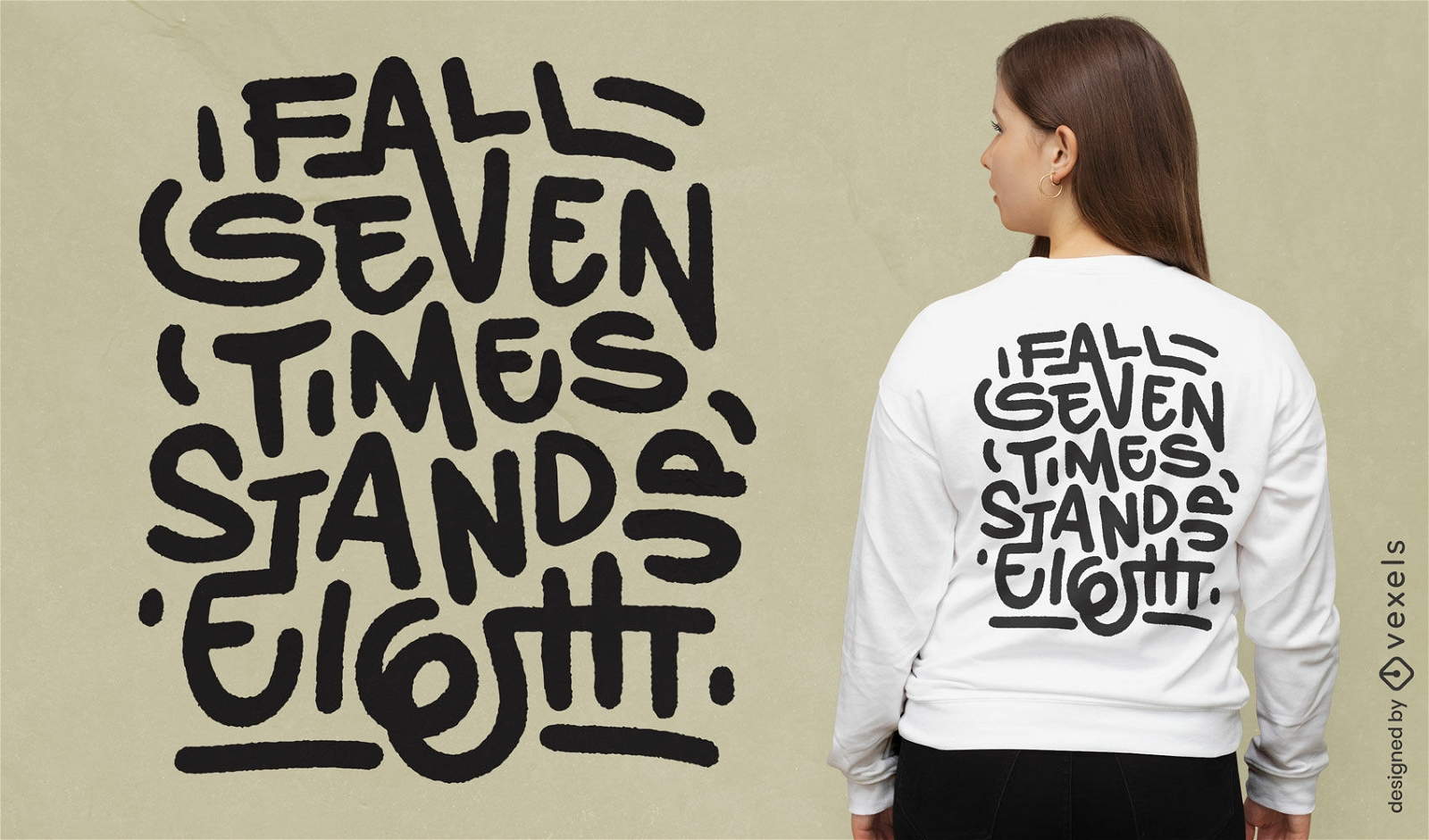 Diseño de camiseta con letras de citas motivacionales de caída y soporte