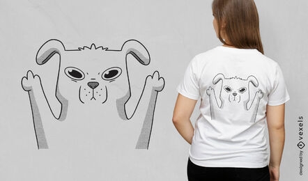 Design de camiseta de desenho animado de cachorro de dedo médio