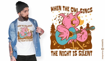 Owl animal playing guitar t-shirt design