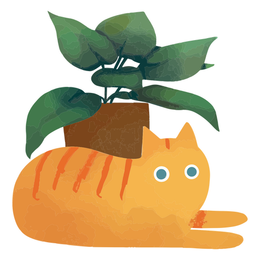 Aquarell Zimmerpflanze Katze Charakter PNG-Design