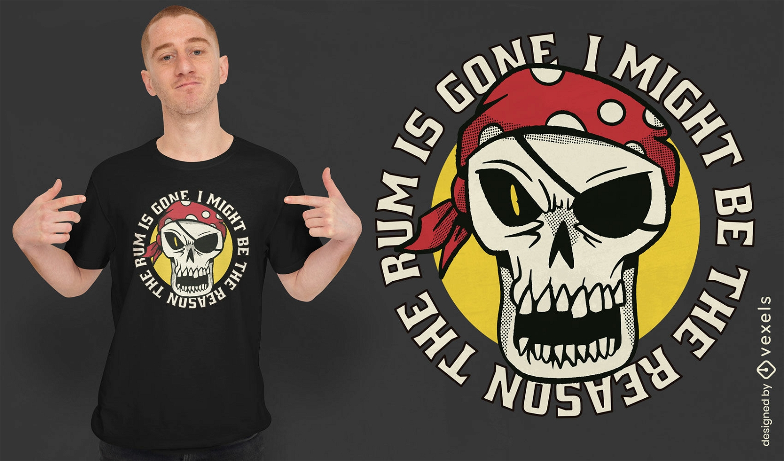 Design de camiseta engraçada de pirata de esqueleto