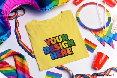 Pride elements folded t-shirt mockup