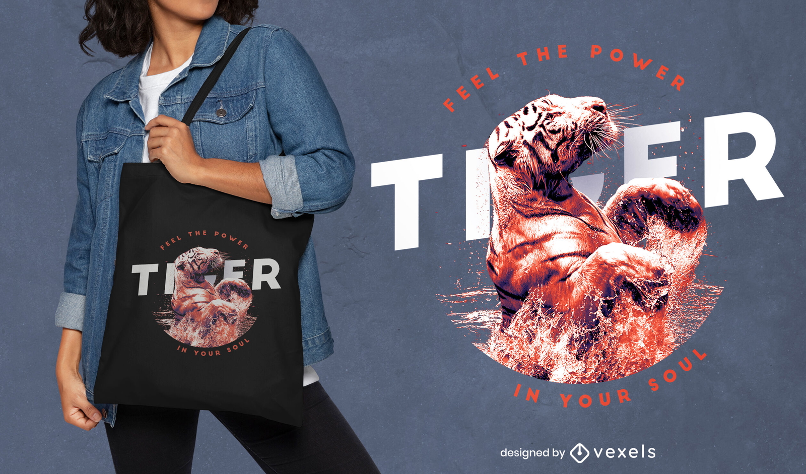 Diseño de bolso tote con poder de tigre