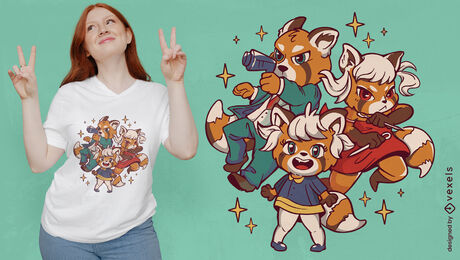 Red panda bear family t-shirt design