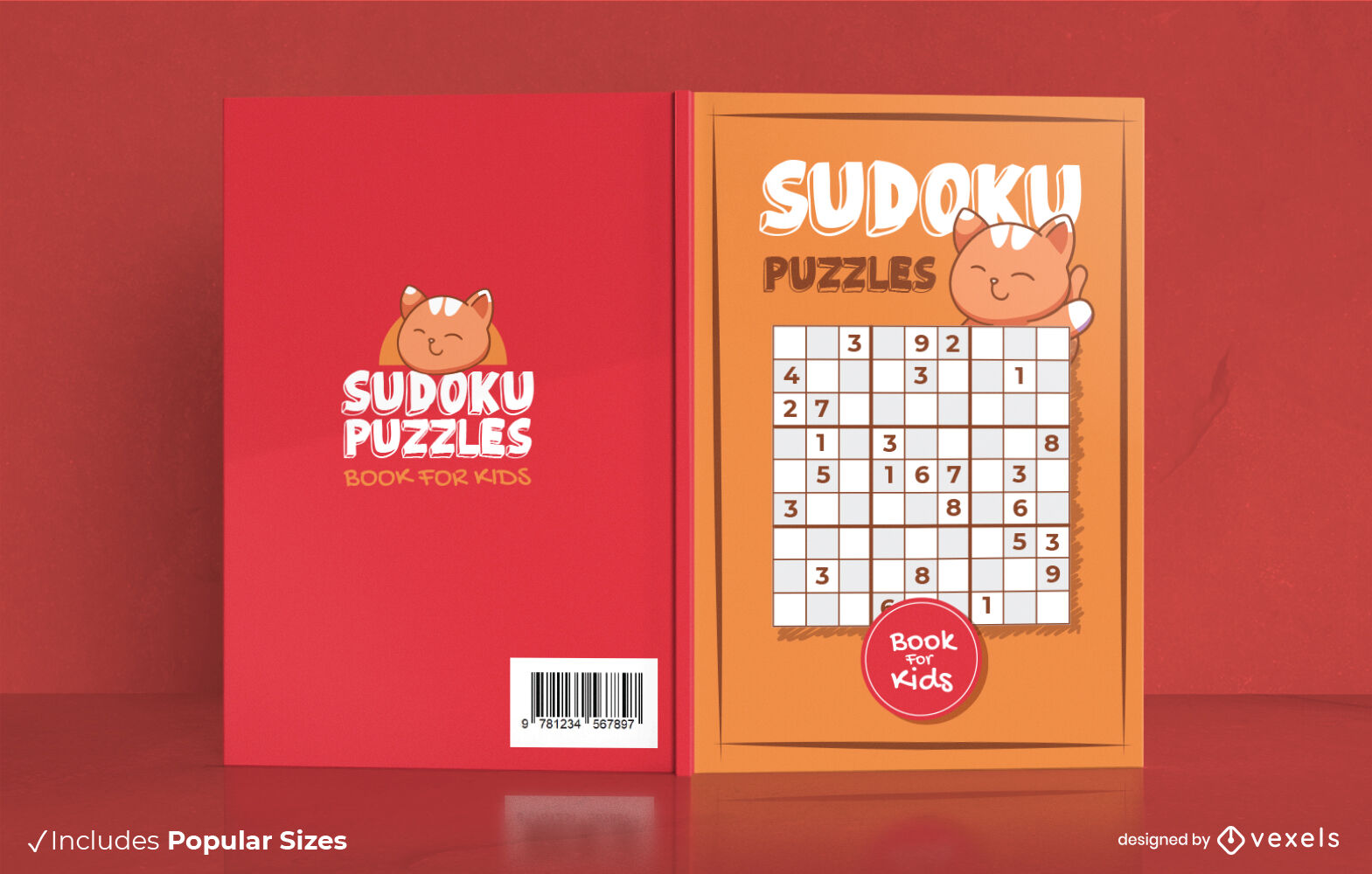 Libro de rompecabezas de sudoku para diseño de portada de niños.