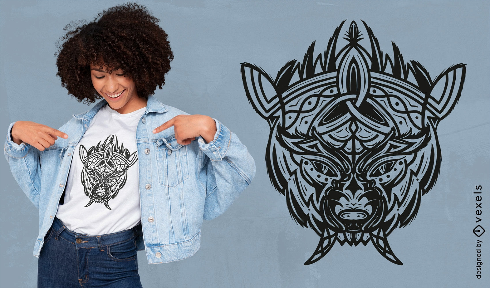 Design de camiseta de lobo da mitologia nórdica Fenrir