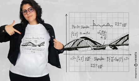 Diseño de camiseta de ecuaciones matemáticas de arquitectura de puente