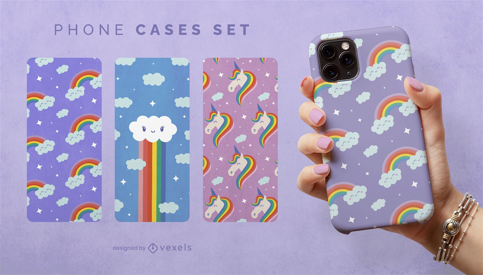Rainbow characters phone case set