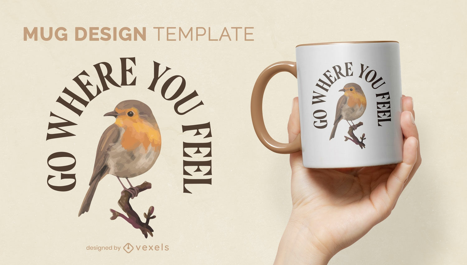 Go where you feel sparrow mug design